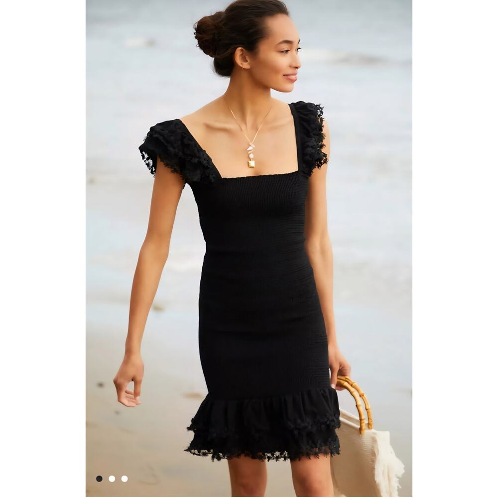 Anthropologie Peixoto Women's Black Belle Mini Dress Bodycon Dress NWOT Size L